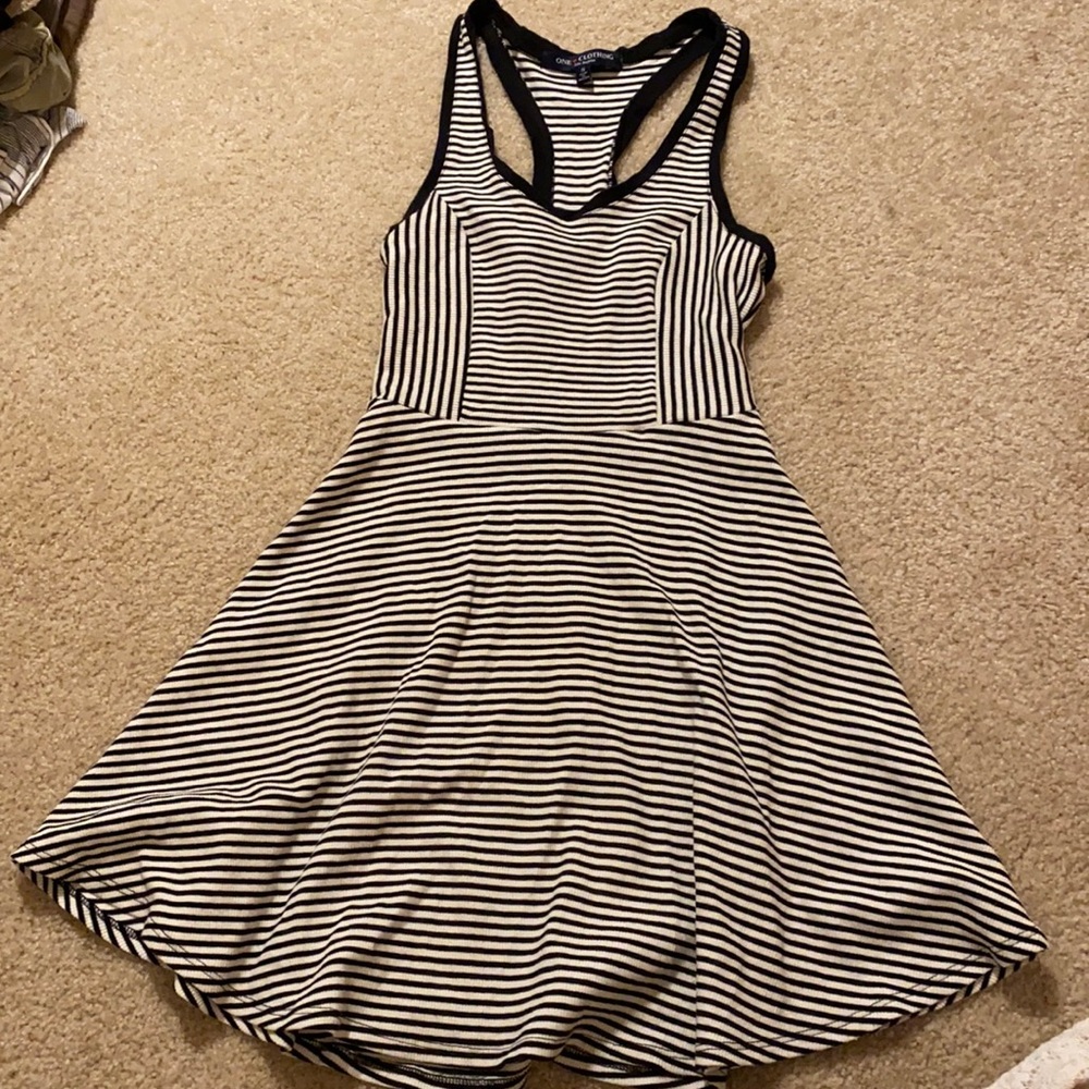 Black and white striped dress